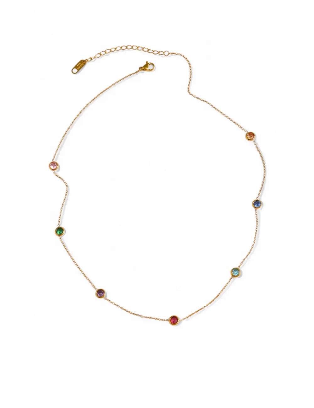 Colorful Cubic Zirconia Station Necklace