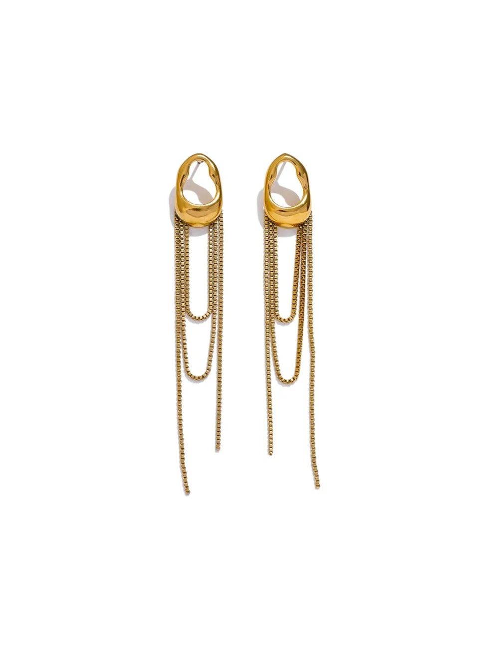 Geometric Tassel Chain Drop Earrings