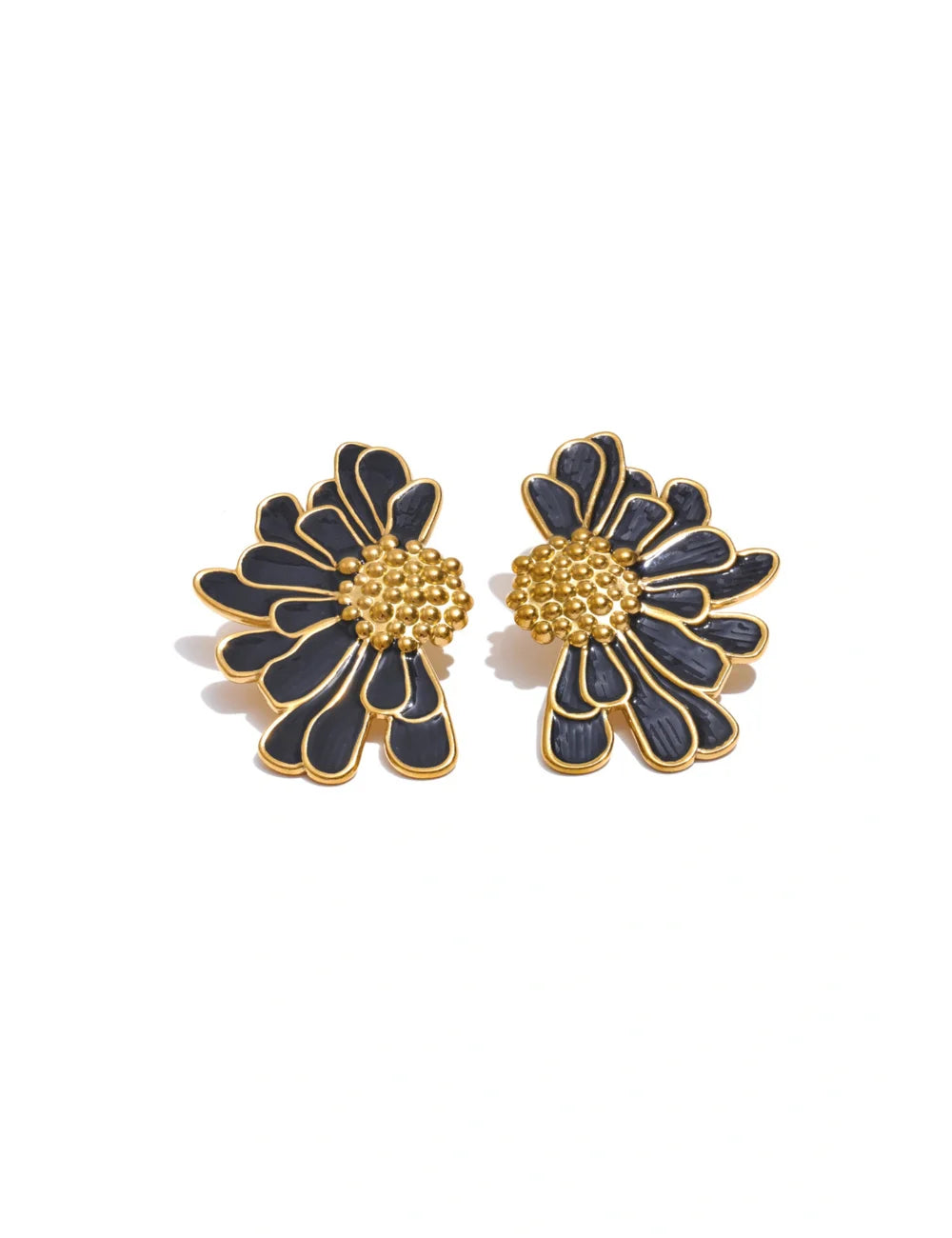 Enamel Flower Statement Stud Earrings