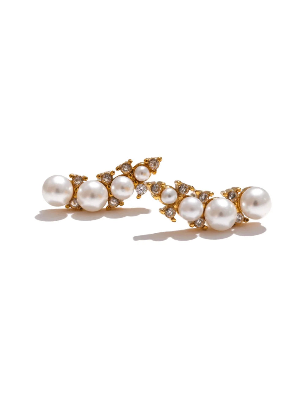 Simulated Pearl & Zircon Stud Earrings