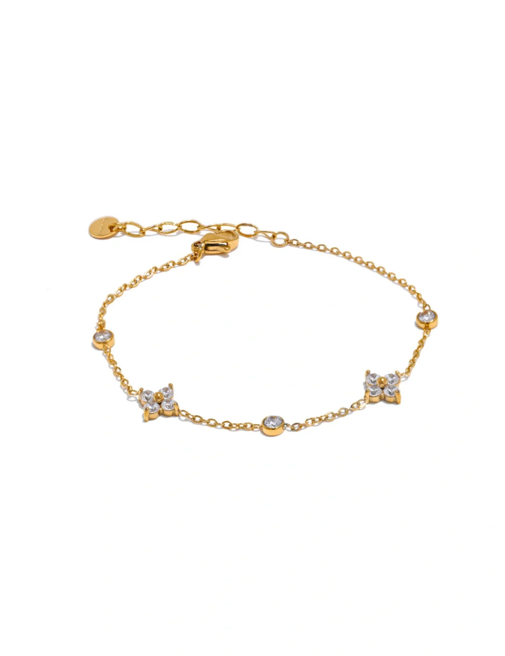 Cubic Zirconia Flower Chain Bracelet