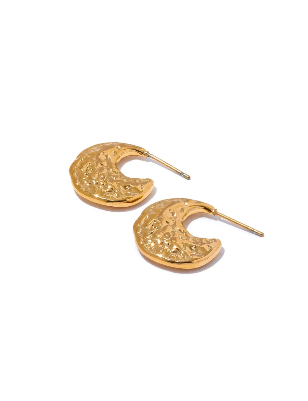 Textured Moon Stud Earrings