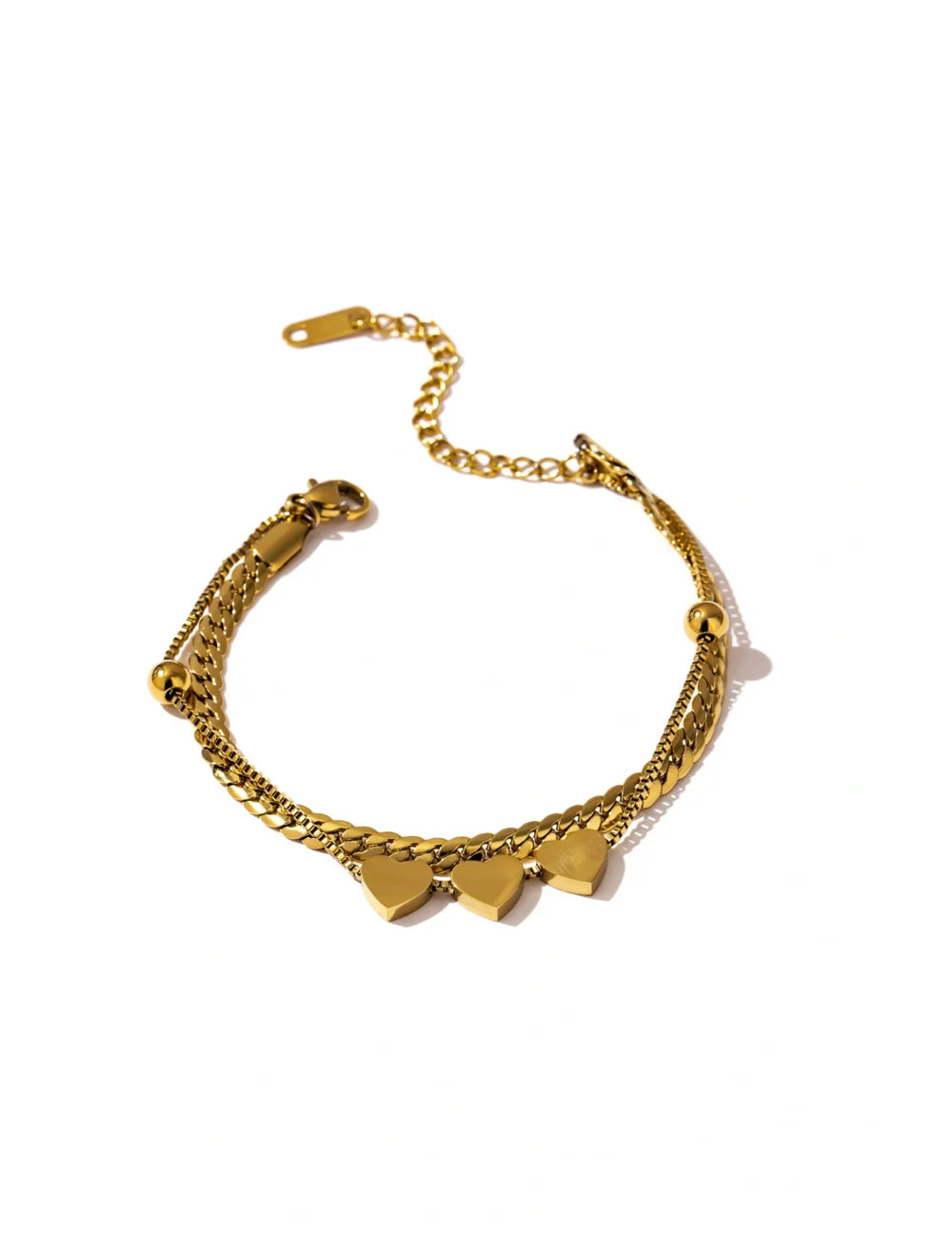 Layered Heart Charm Bracelet