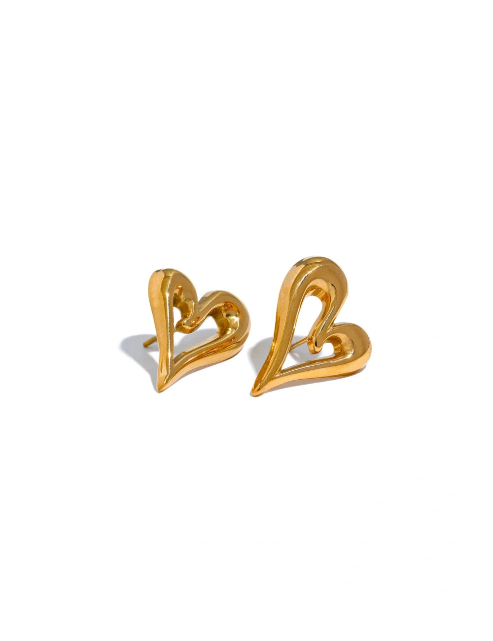 Sculpted Heart Stud Earrings