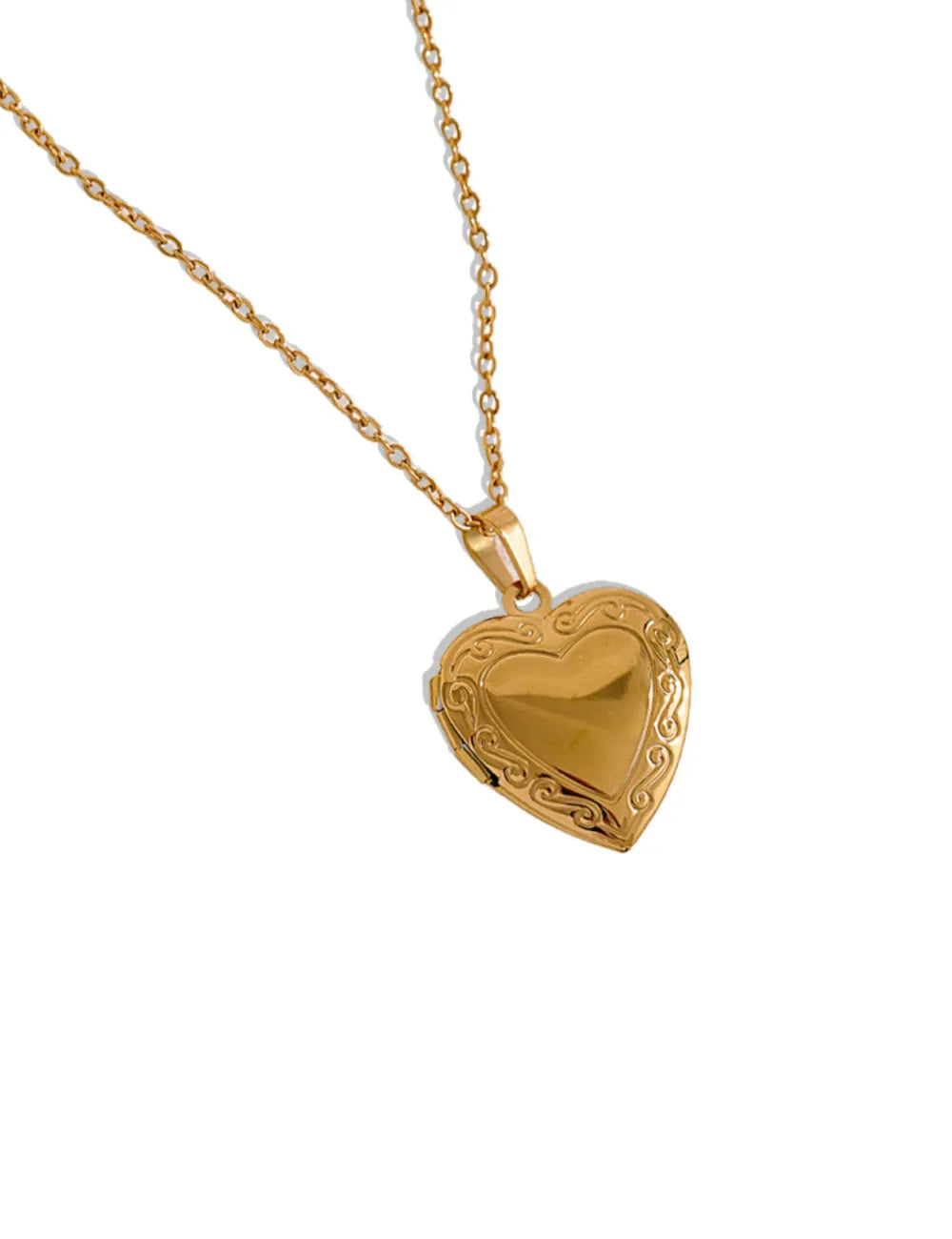 Engraved Heart Locket Necklace