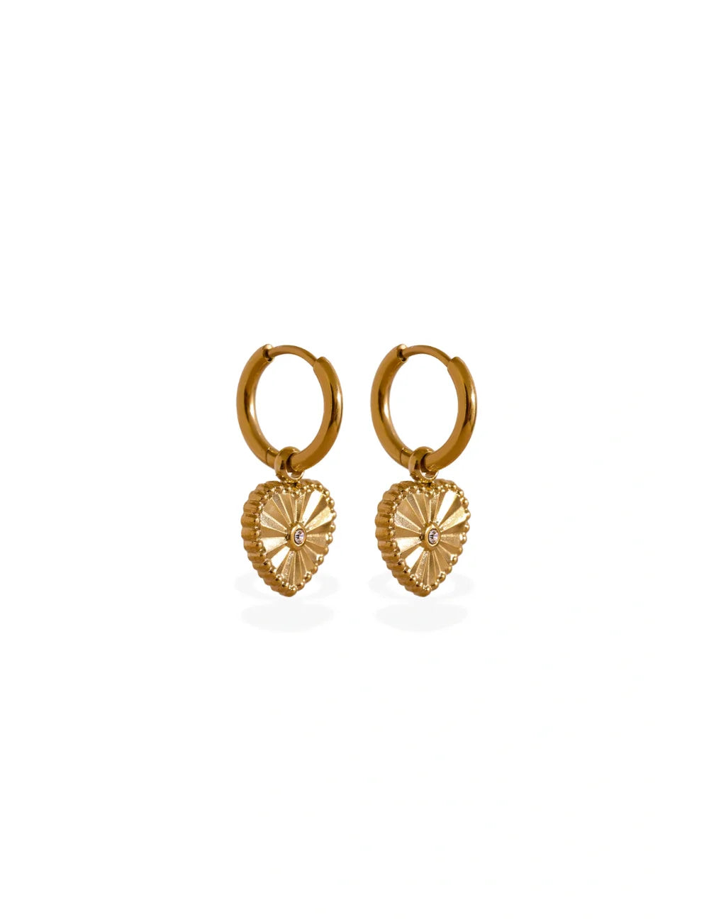 Radiant Heart Drop Hoop Earrings