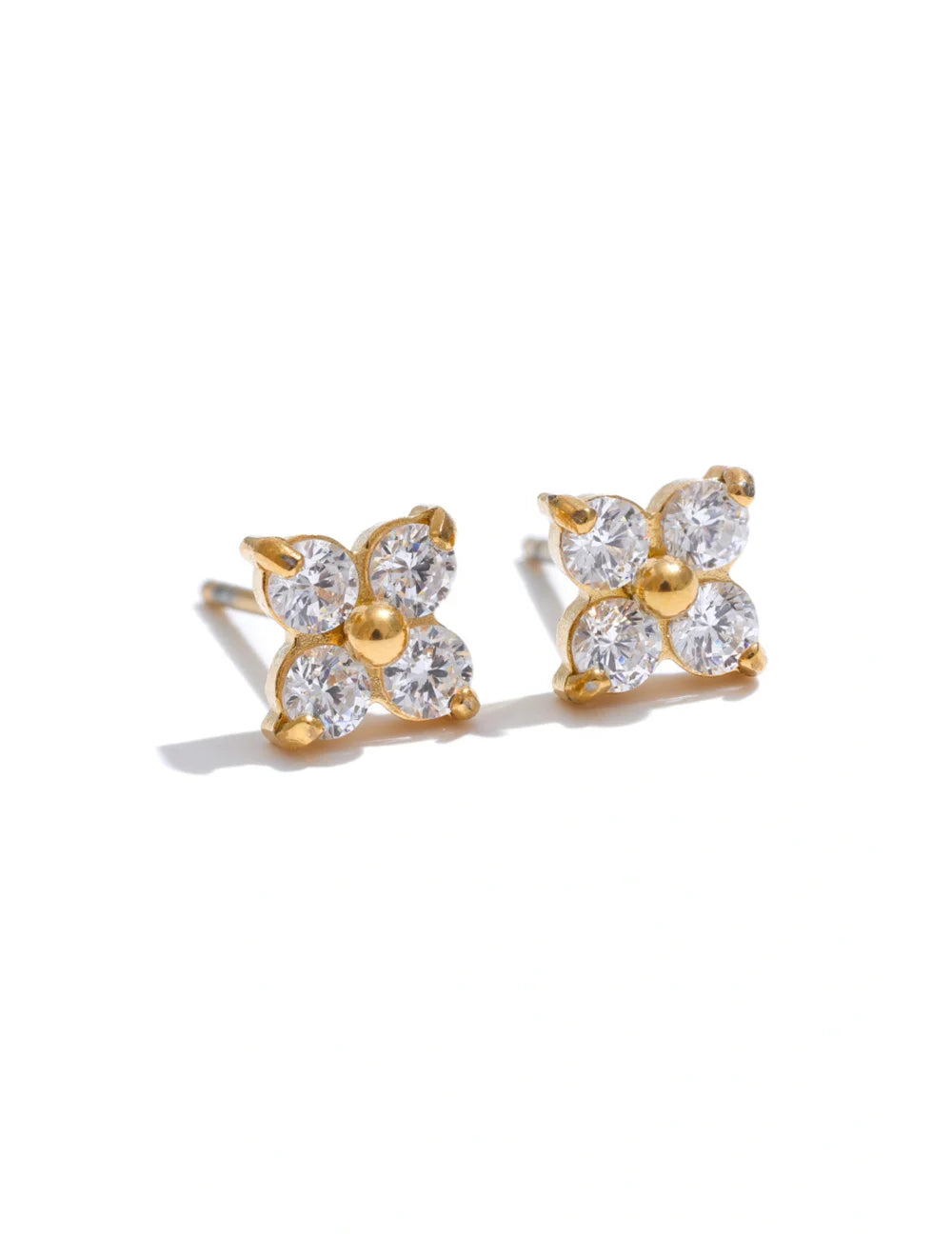 Cubic Zirconia Floral Stud Earrings