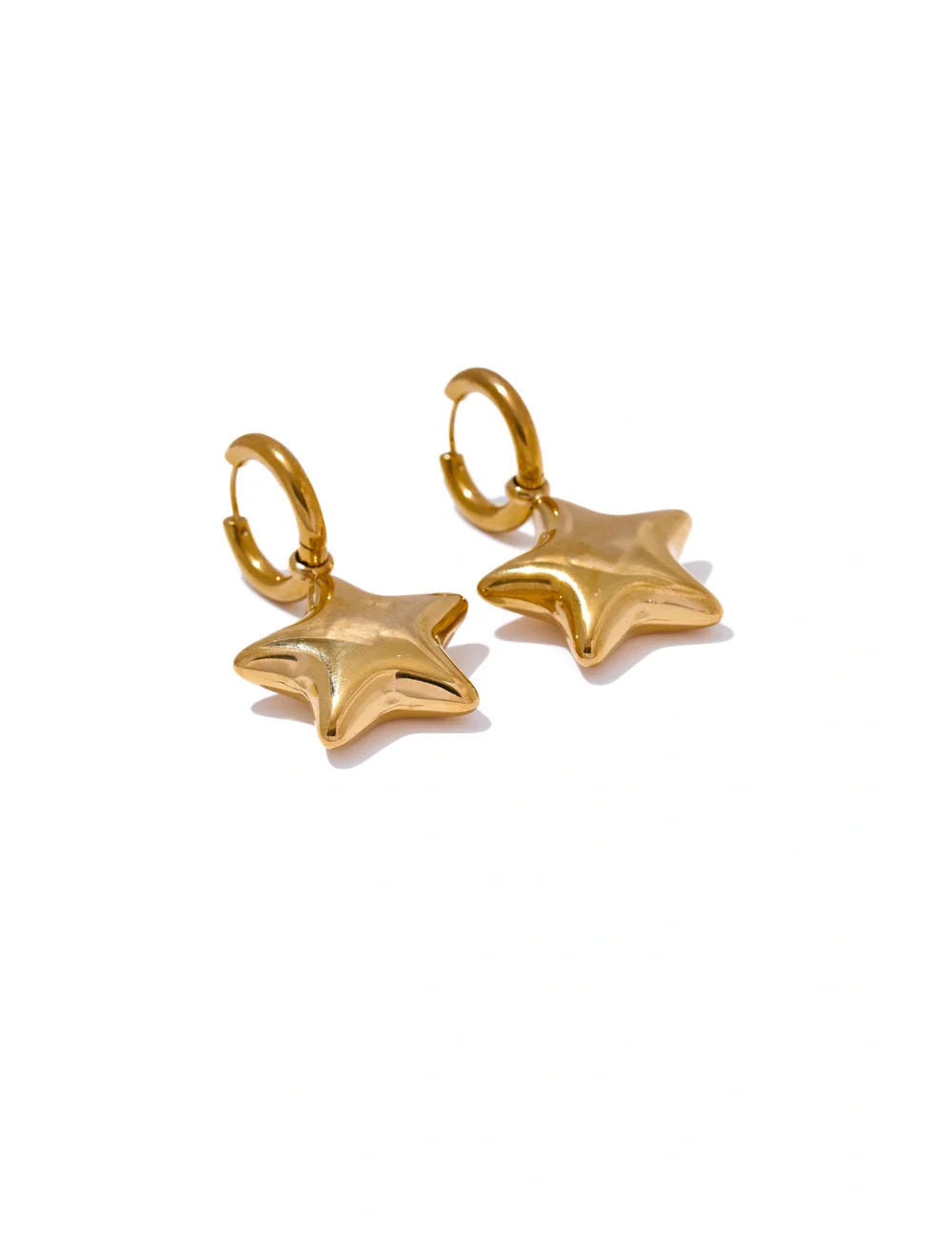Sculpted Star Drop Hoop Earrings