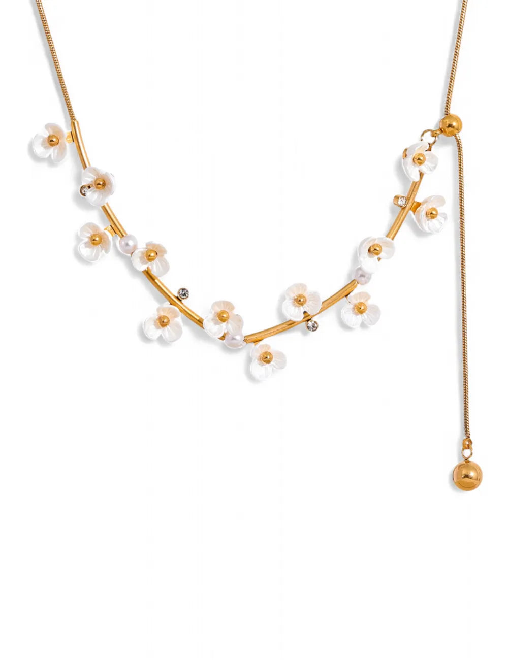 Floral Adjustable Necklace with Resin Petals
