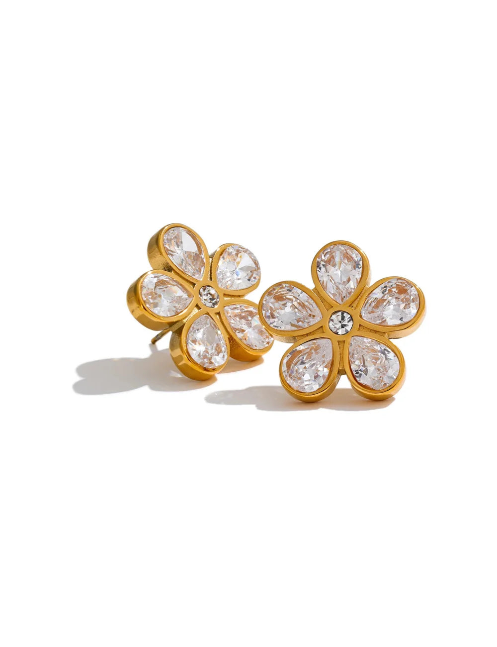 Floral Zircon Stud Earrings