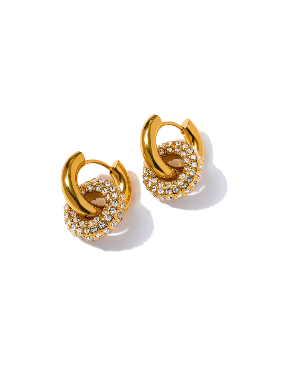 Pavé Zirconia Gold Hoop Earrings
