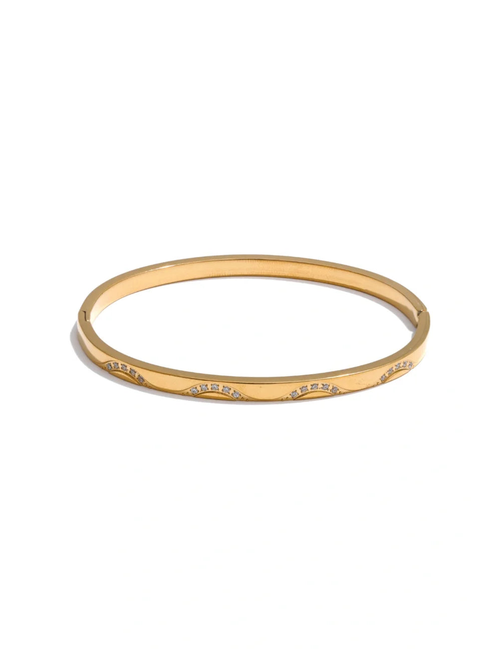 Gold Bangle with Cubic Zirconia Inlay