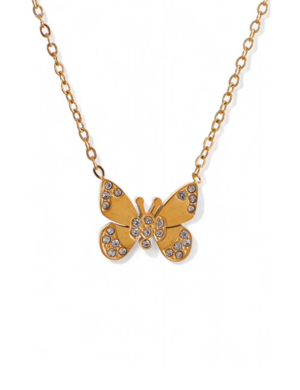Cubic Zirconia Butterfly Pendant Necklace