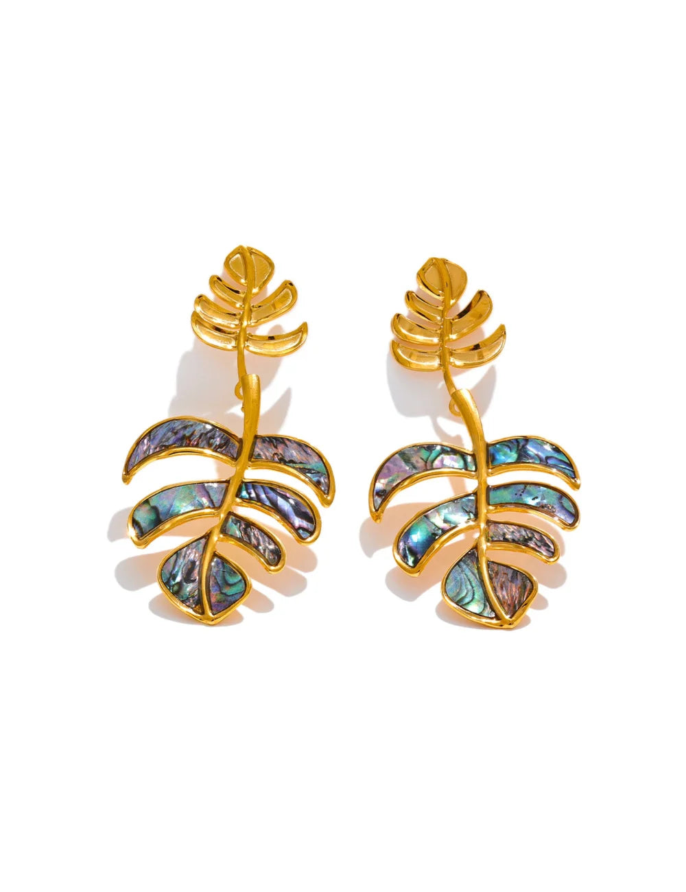 Shell Leaf Drop Earrings