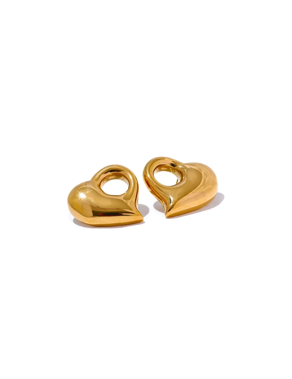 Sculpted Hollow Heart Stud Earrings