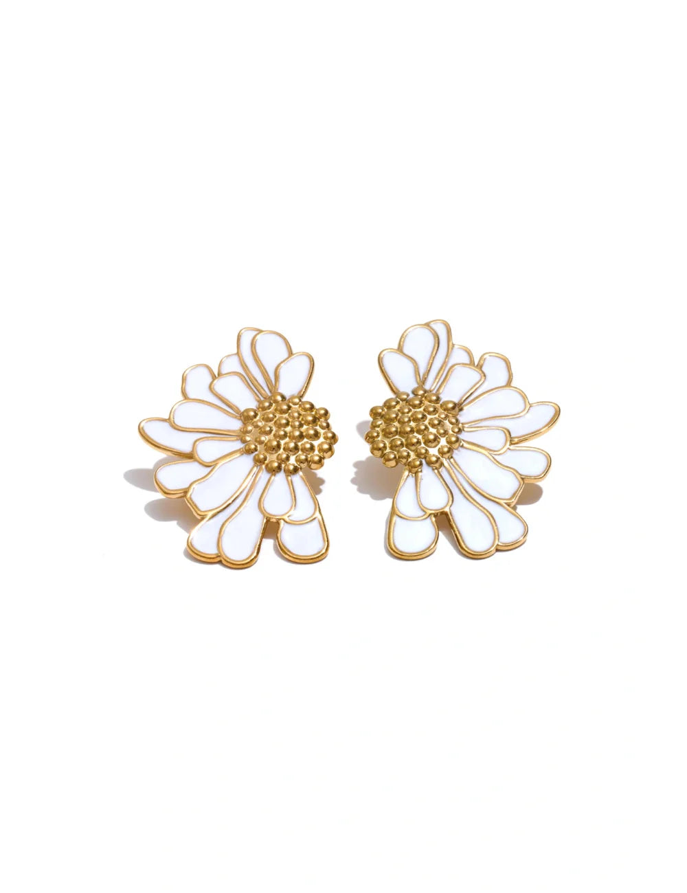 Enamel Flower Statement Stud Earrings