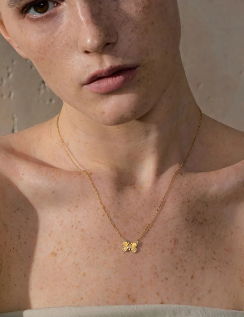 Cubic Zirconia Butterfly Pendant Necklace