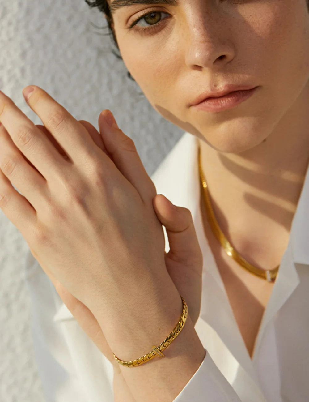 Zircon Bar Cuban Chain Bracelet
