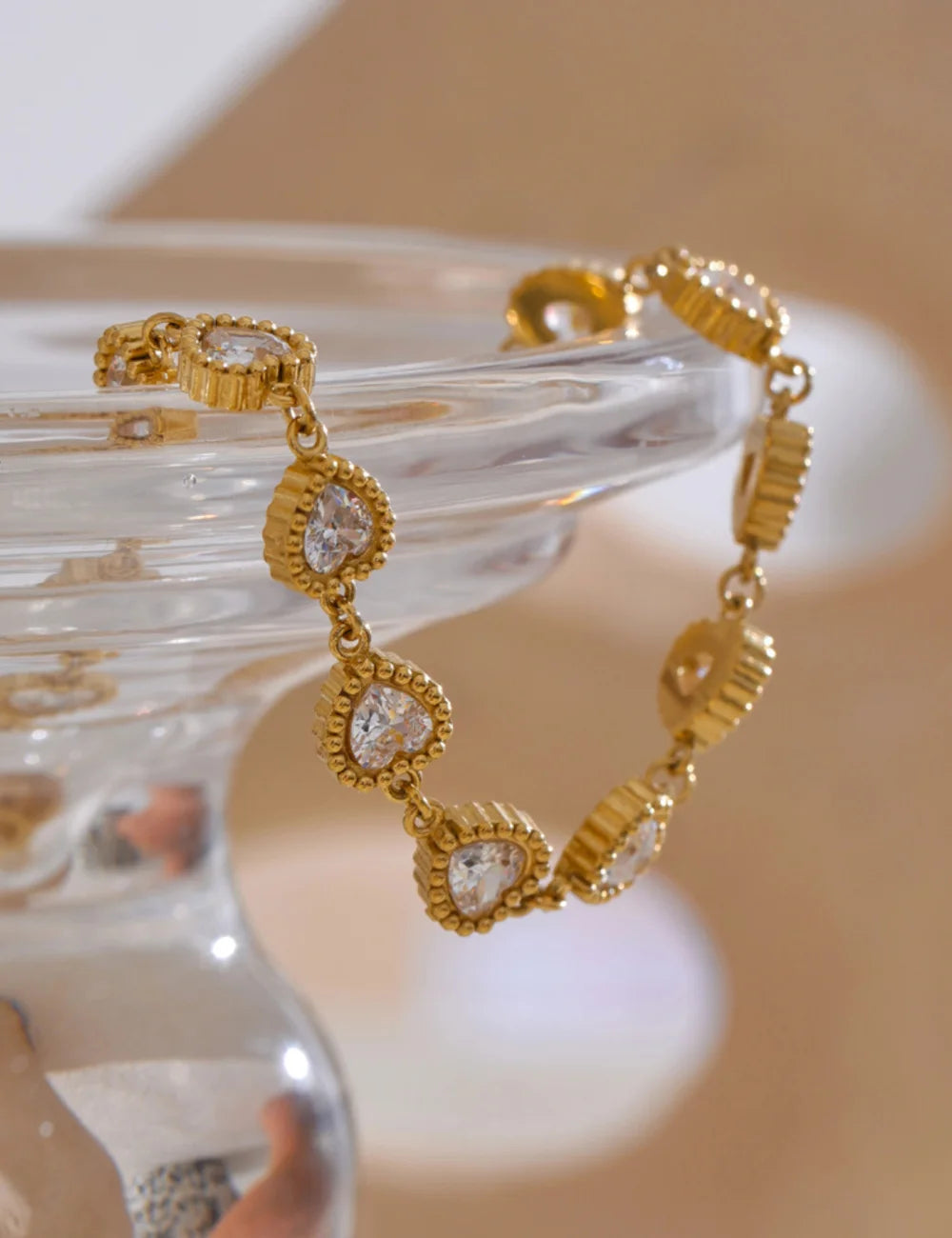 Zircon Heart Link Bracelet
