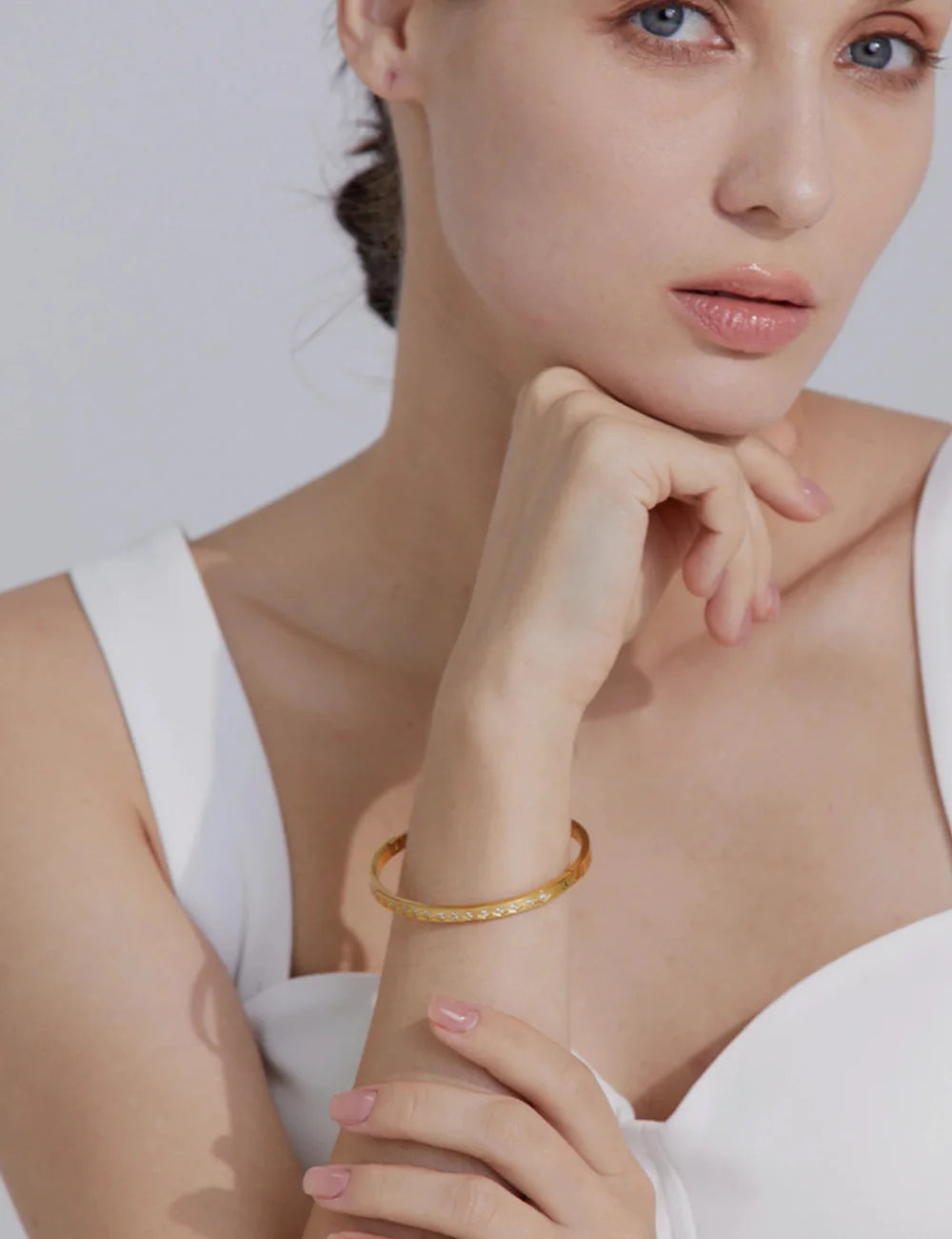 Cubic Zirconia Geometric Bangle Bracelet