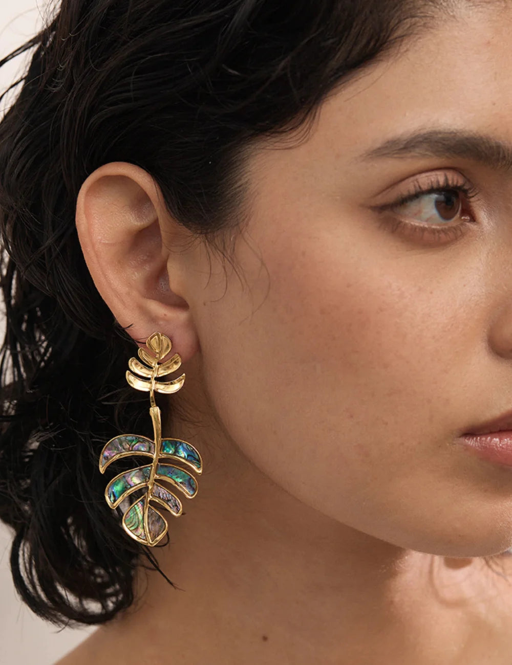 Shell Leaf Drop Earrings
