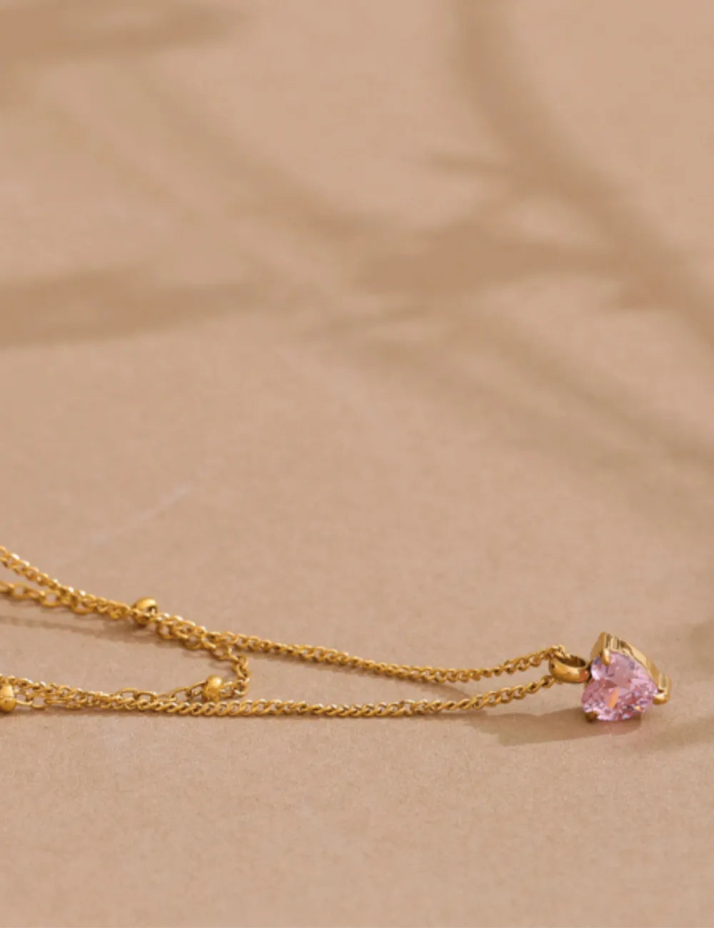 Pink Zircon Double-Layer Pendant Necklace