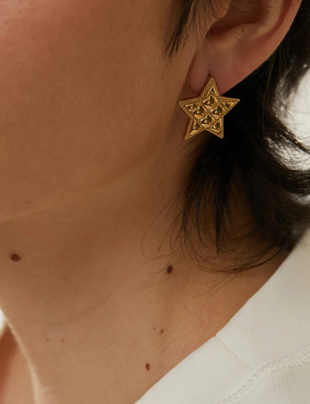 Textured Star Stud Earrings