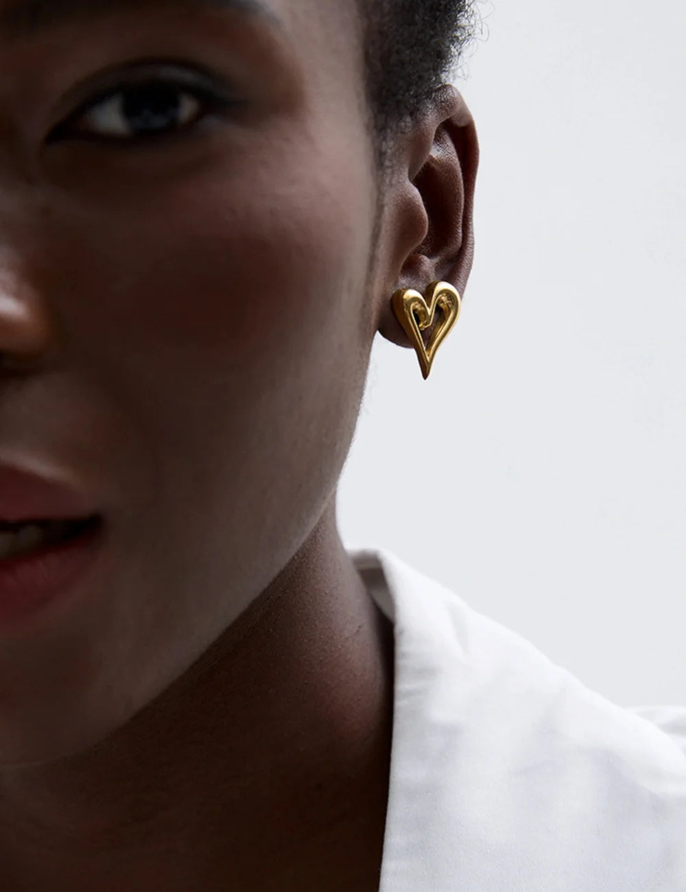 Sculpted Heart Stud Earrings