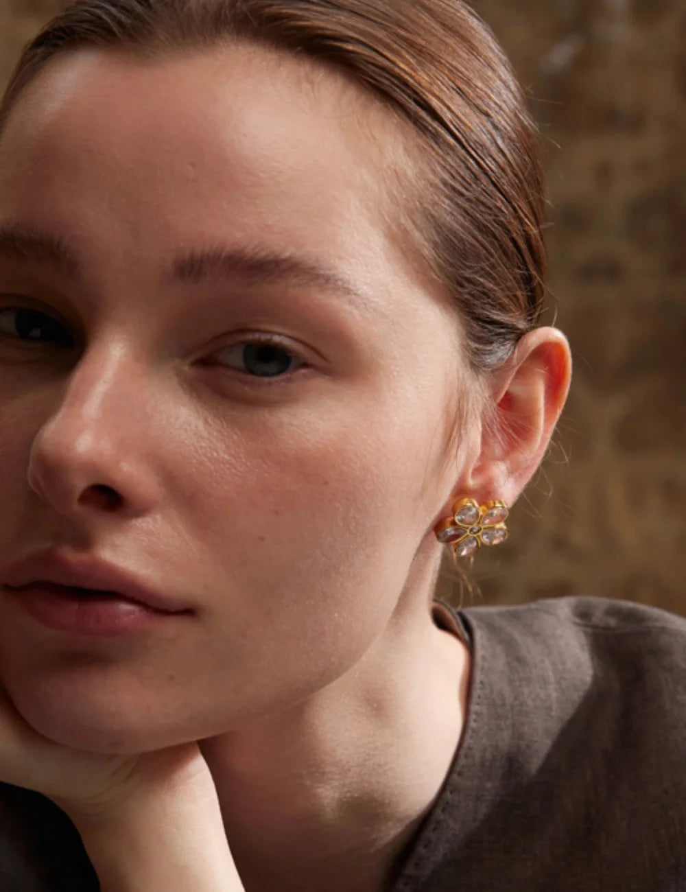 Floral Zircon Stud Earrings