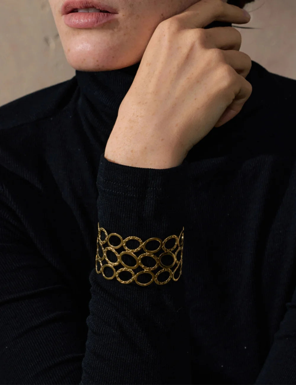 Openwork Oval Cuff Bracelet