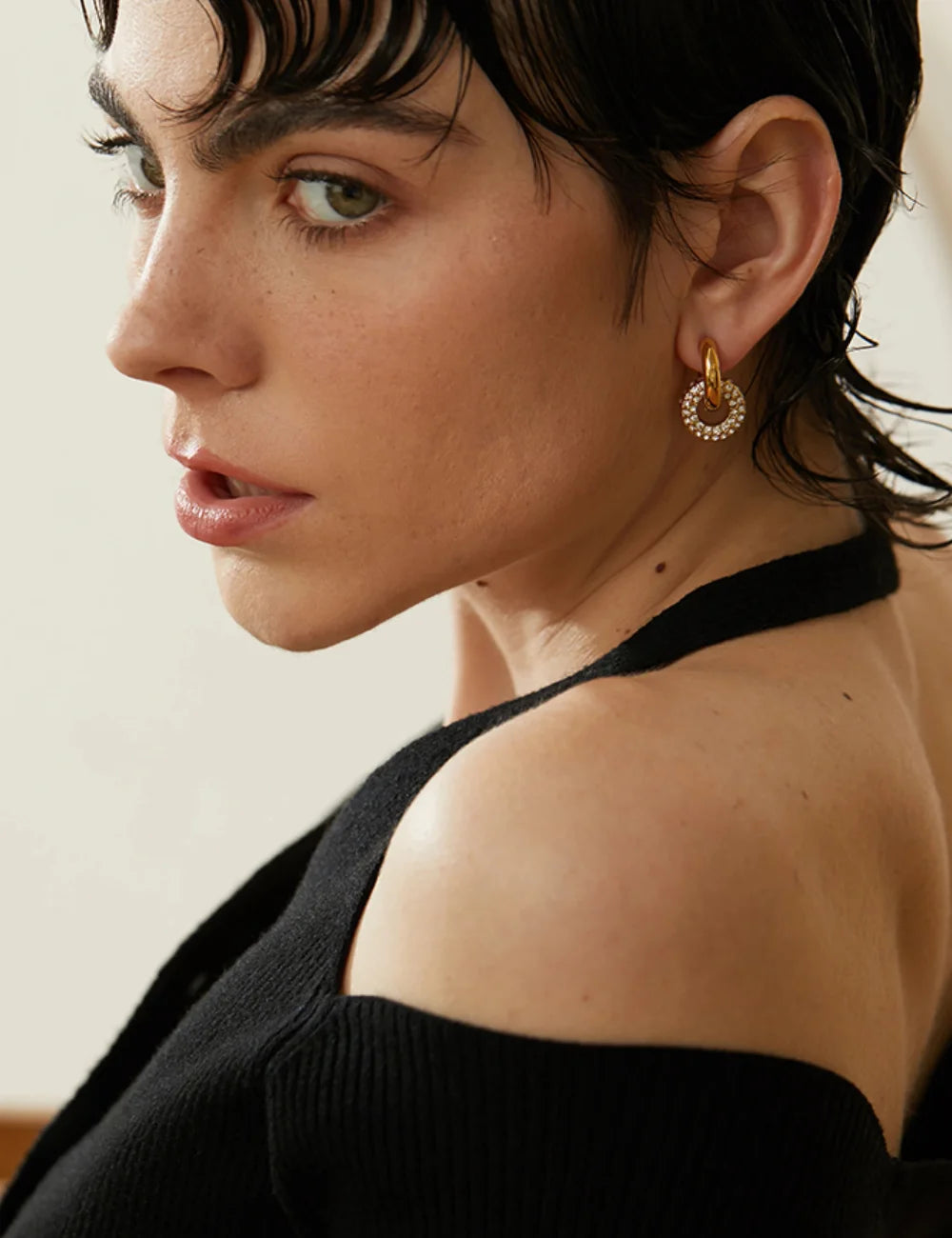 Pavé Zirconia Gold Hoop Earrings