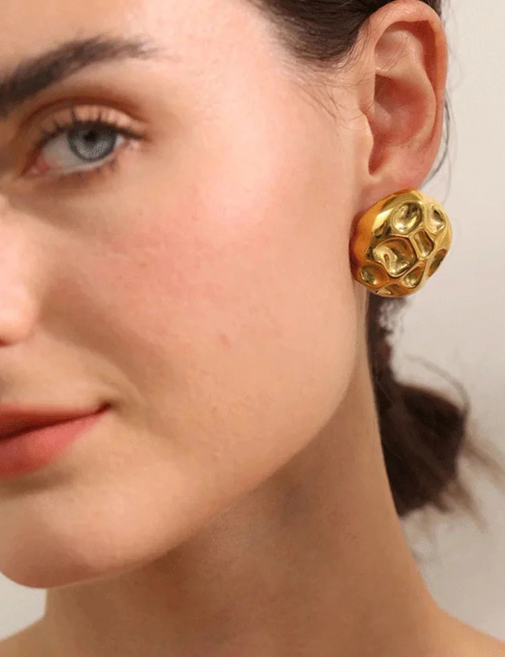Hammered Gold Geometric Earrings