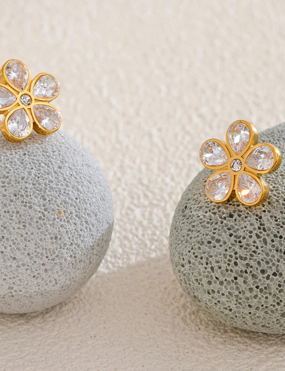 Floral Zircon Stud Earrings