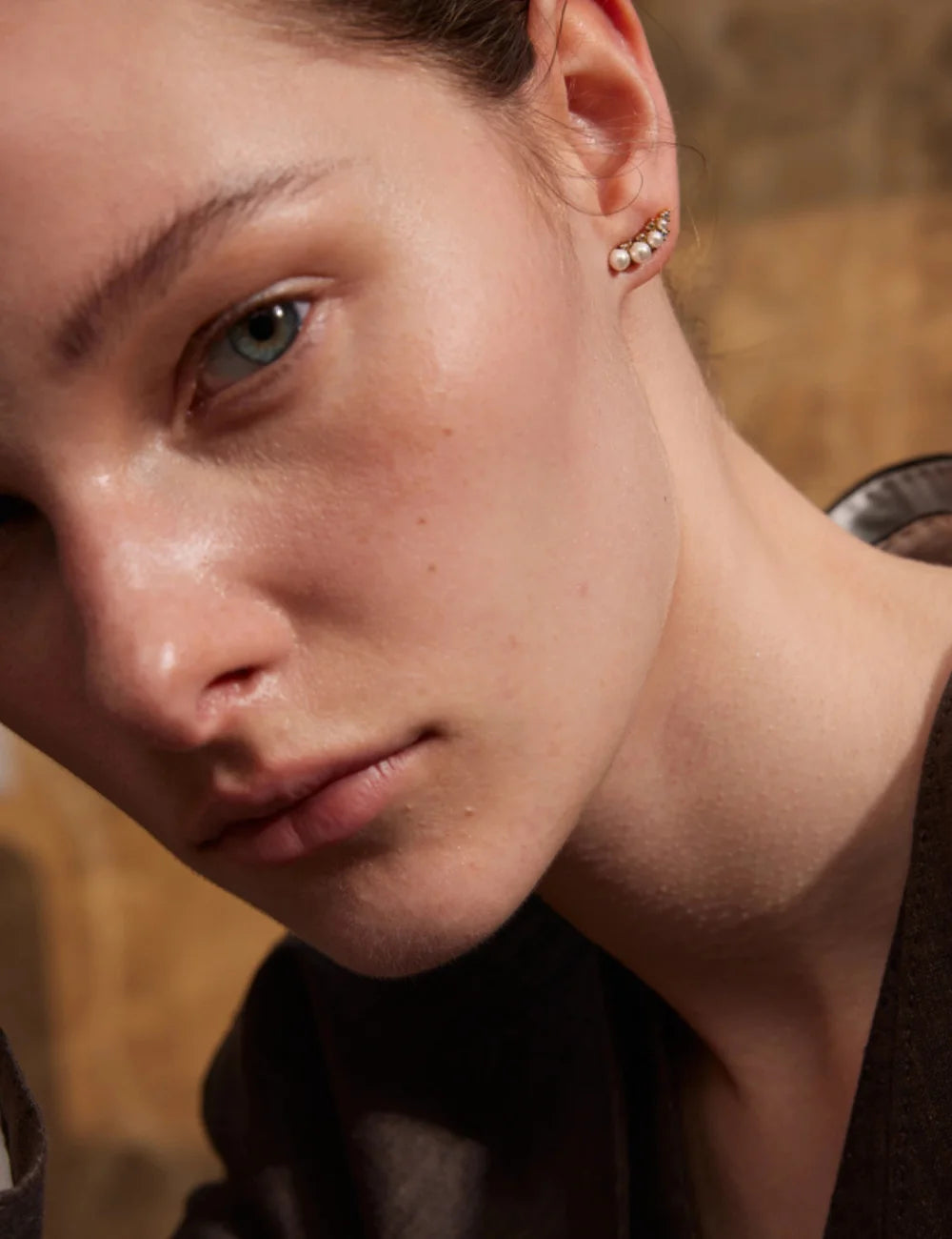 Simulated Pearl & Zircon Stud Earrings