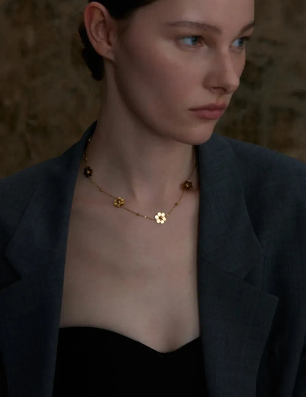Gold Floral Chain Necklace