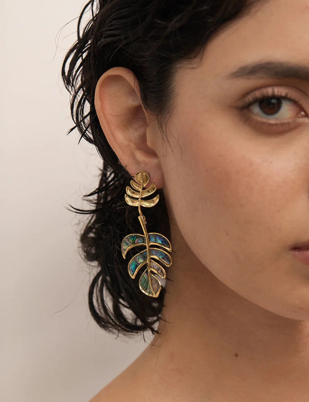 Shell Leaf Drop Earrings