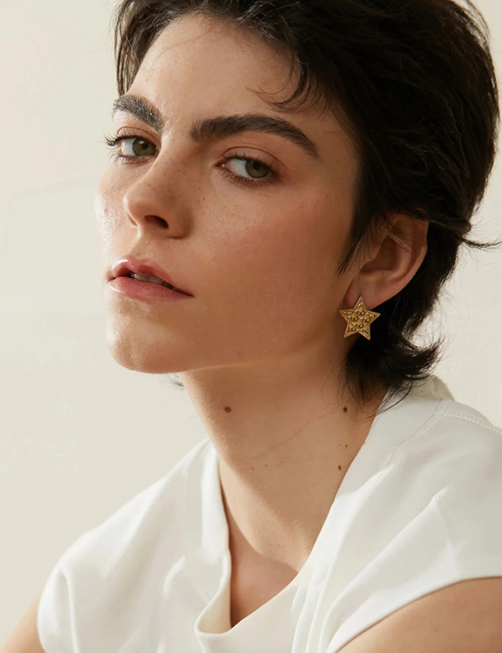 Textured Star Stud Earrings