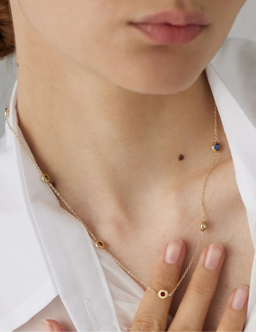 Colorful Cubic Zirconia Station Necklace