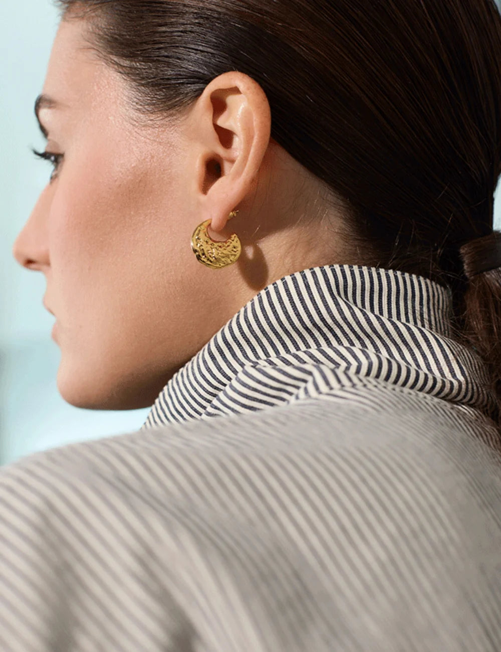Textured Moon Stud Earrings