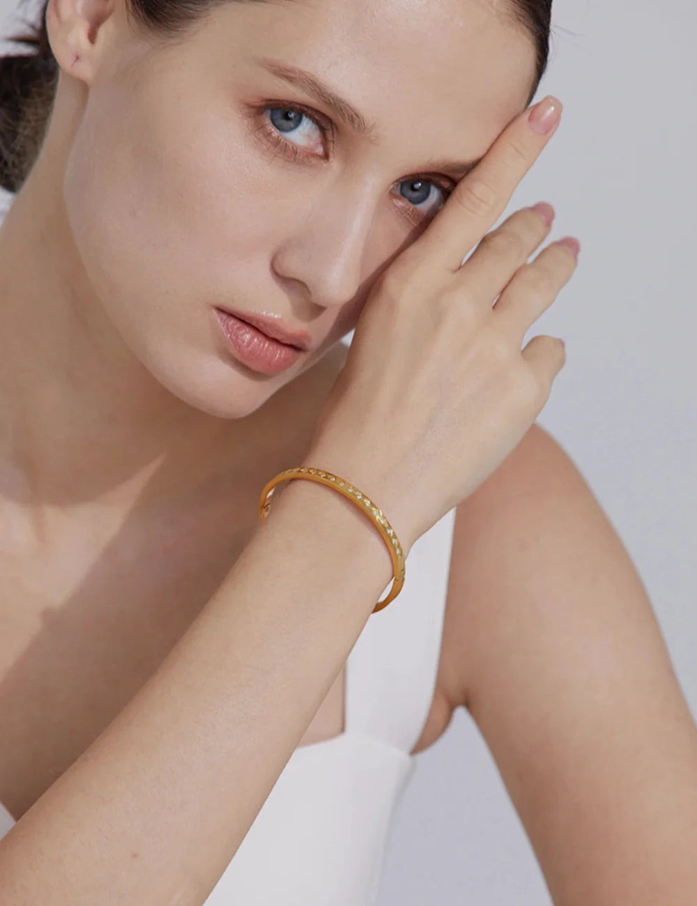 Cubic Zirconia Geometric Bangle Bracelet