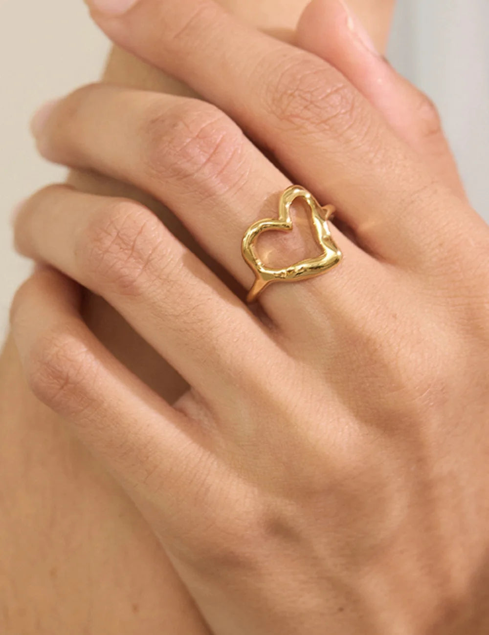 Open Heart Adjustable Ring