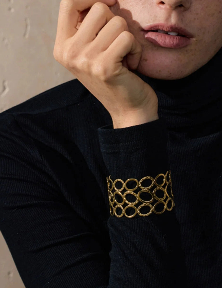 Openwork Oval Cuff Bracelet
