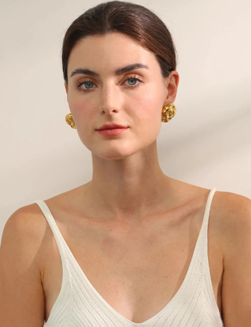 Hammered Gold Geometric Earrings