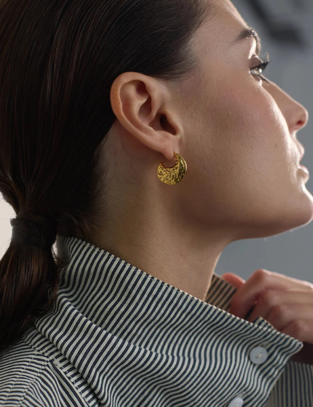 Textured Moon Stud Earrings