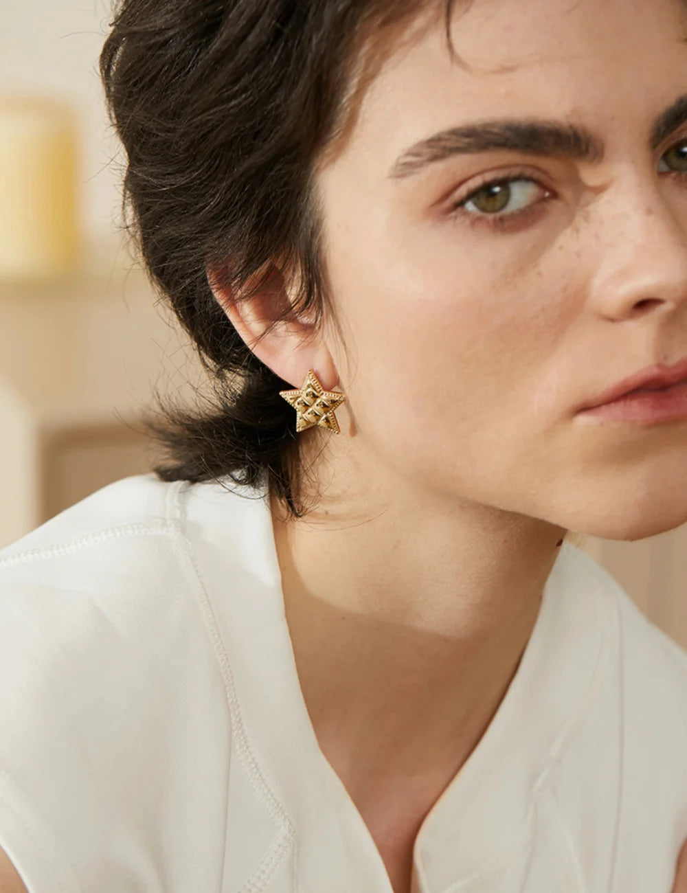 Textured Star Stud Earrings