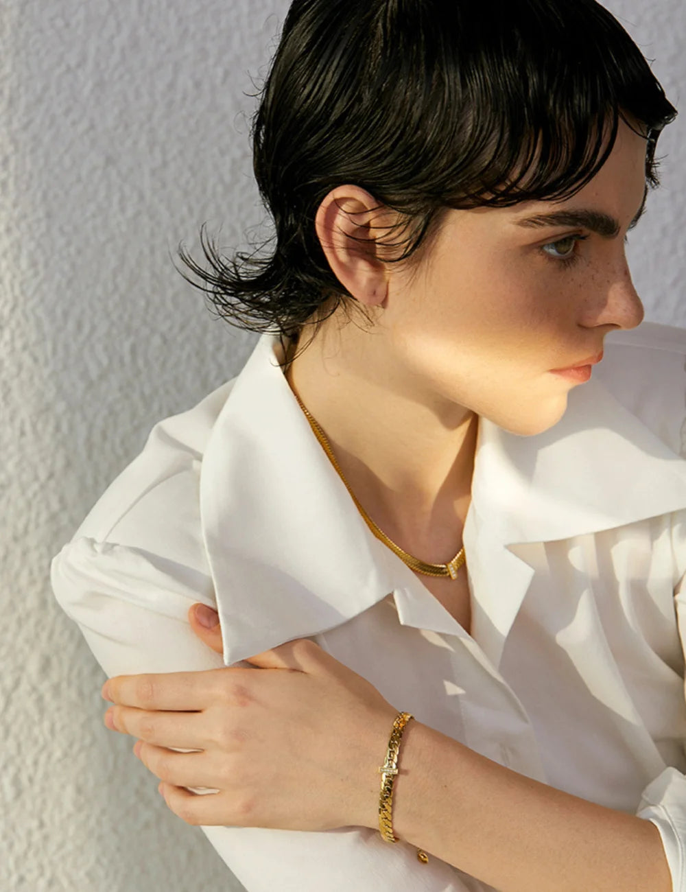 Zircon Bar Cuban Chain Bracelet