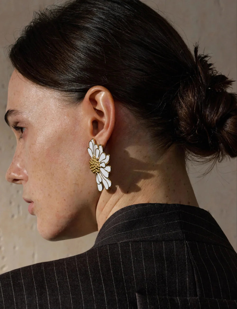Enamel Flower Statement Stud Earrings