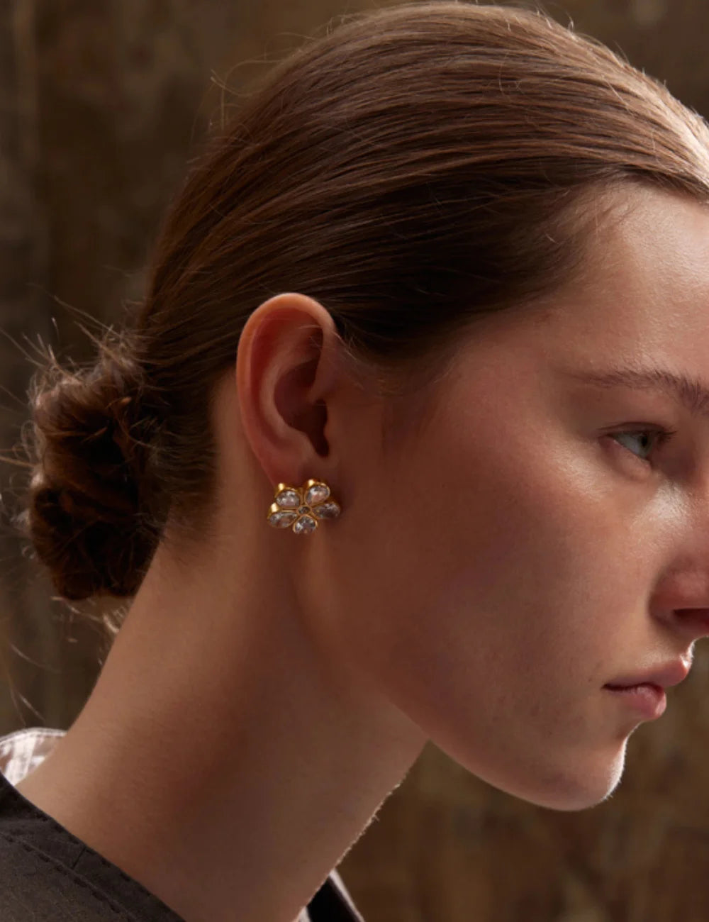 Floral Zircon Stud Earrings