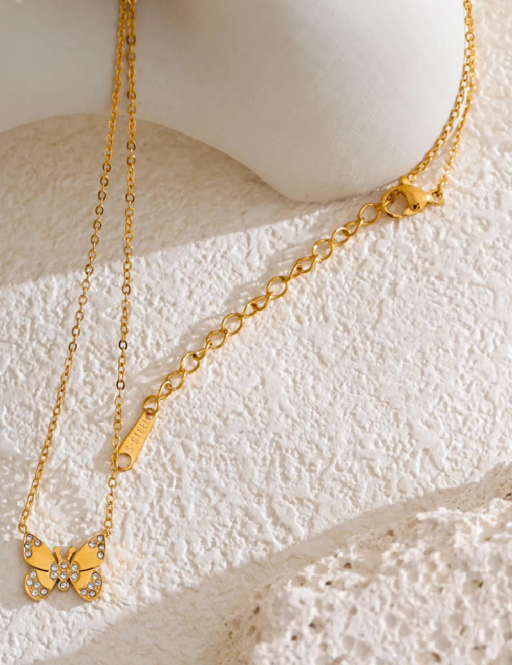 Cubic Zirconia Butterfly Pendant Necklace