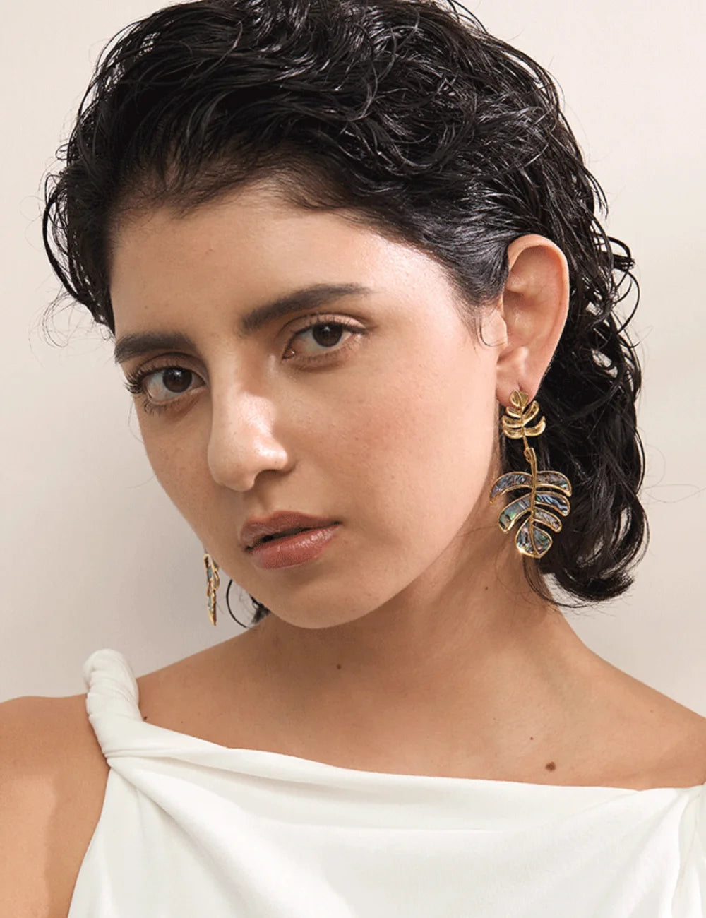 Shell Leaf Drop Earrings